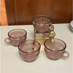 Tiara Glass plum purple tea cups